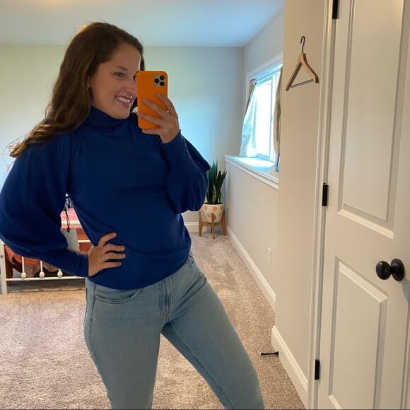 NWT APIECE APART Royal Blue Wool Silk Balloon Sleeve Sweater Small - Picture 6 of 16